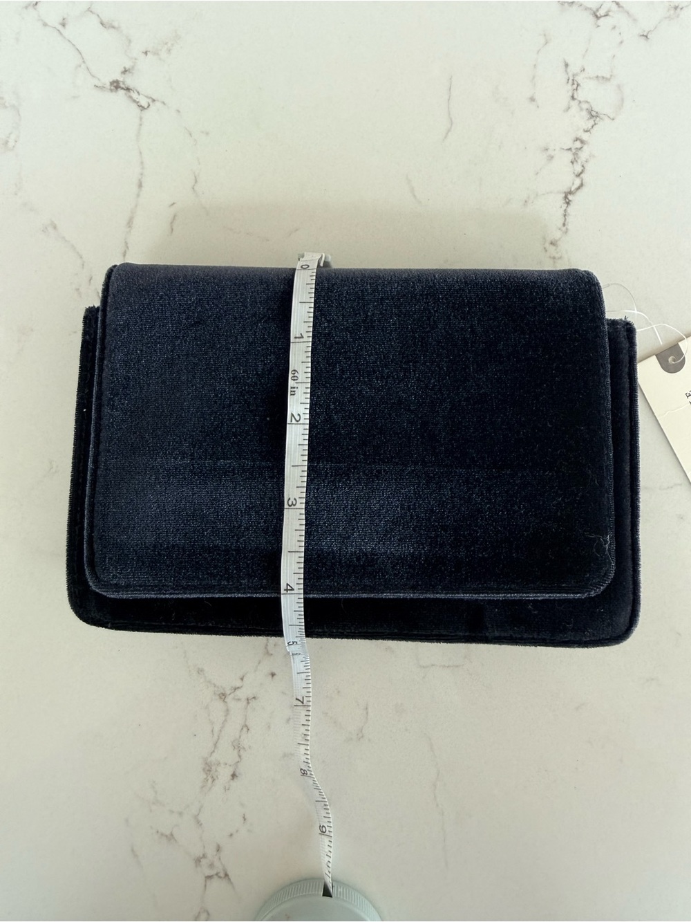 Anthropologie Navy Blue Velvet Crossbody Bag with Gold Chain NWT - Picture 9 of 10